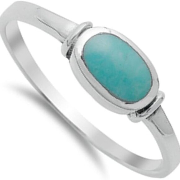 CHOOSE YOUR COLOR Sterling Silver Oval Ring - Picture 3 of 3